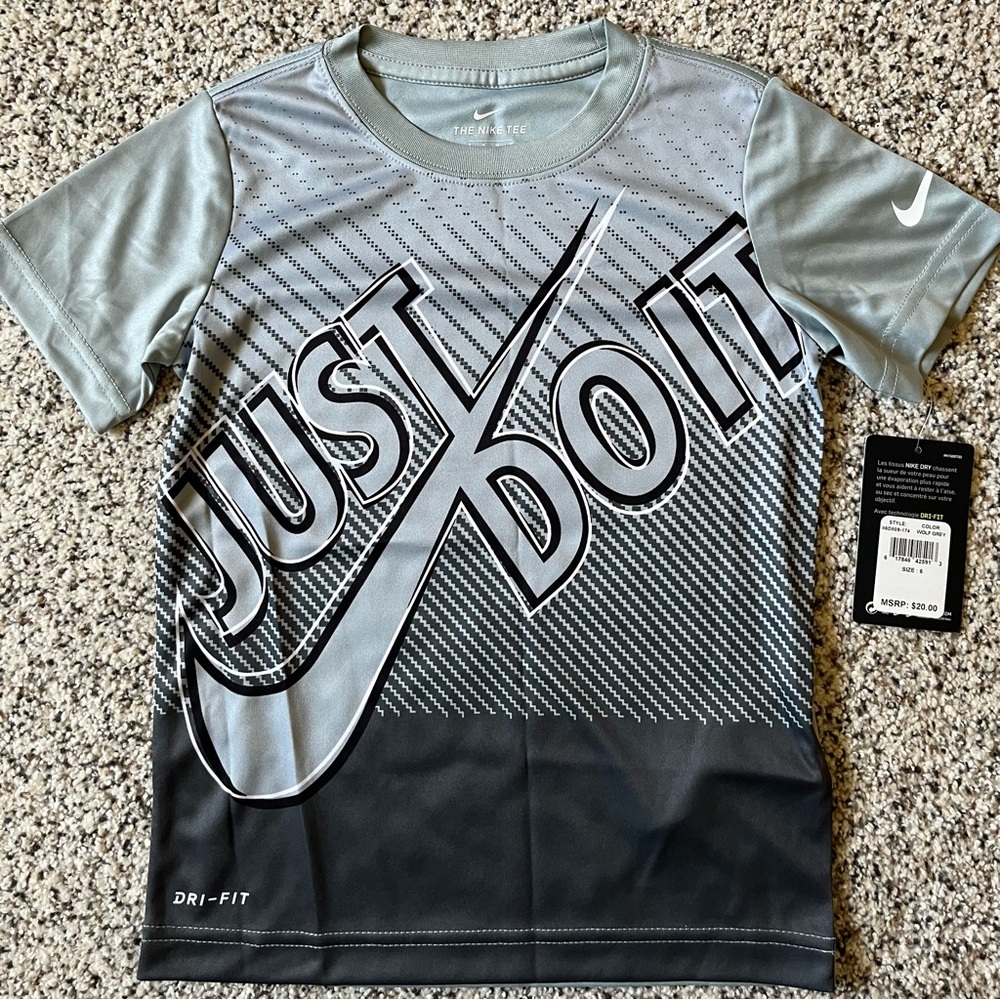 Nike Silver and Black 'Just Do It' Tee